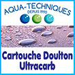 Cartouche Ultracarb Doulton 2300L - Aqua-Techniques - Découvrez la cartouche Doulton Ultracarb pour purificateur d'eau alimentaire. Distributeur Officiel et Exclusif Doulto - La cartouche Ultracarb c'est 4 niveaux de filtration en une seule cartouche  Ces 4 niveaux de filtrations garantissent une eau sure et saine. La cartoucheDoulton Ultracarb filtre les bactéries, parasites et kystes dans le premier niveau. Dans le deuxième niveau de filtration, tout développement microbiologique et limité. Le charbon actif du troisième niveau de filtration, élimine l’odeur et le mauvais goût de l’eau et du chlore. Enfin, le dernier niveau de filtration réduit la présence de métaux lourds (aluminium, plomb…). 