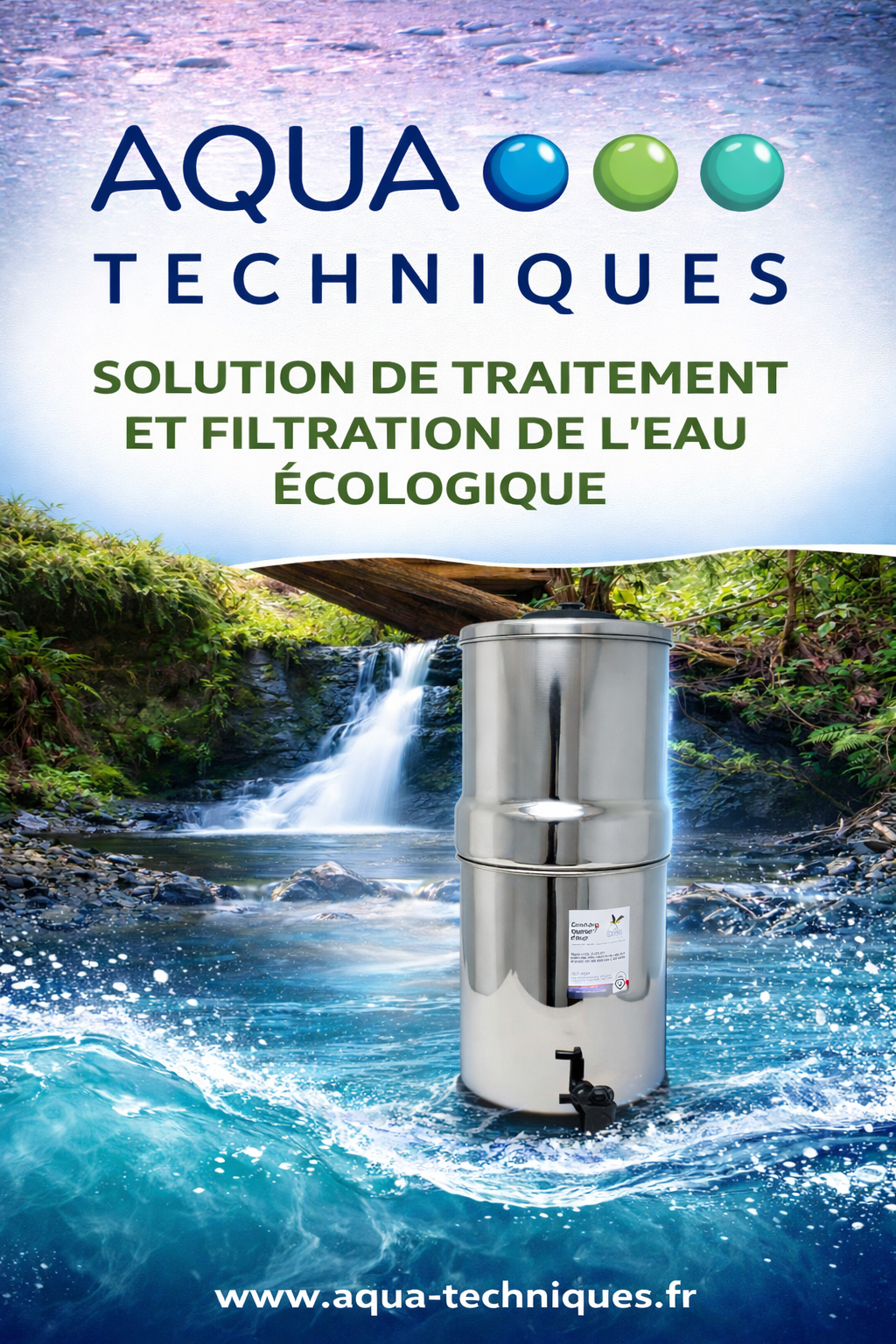 Solution de traitement et filtration de l'eau &eacute;cologique - Depuis plus de 32 ans Aqua-Techniques importe et distribue des gammes de mat&eacute;riels destin&eacute;s &agrave; &eacute;conomiser, traiter et filtrer l'eau de fa&ccedil;on &eacute;cologique