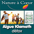 Algue Klamath détox - Aklamath - L’Aklamath est issu d’une algue Elle est considéré comme l’aliment le plus complet de la planète, comblant toutes les carences, et excellent dépolluant de l’organisme - L’Aphanizomenon ou algue bleue-verte est un aliment complet - C’est l’apport le plus riche en oligo éléments. Excellent dépolluant de l’organisme, il soutien activement le travail des reins lors de détox car cette algue à la propriété de se charger des toxines présentes dans l’organisme pour aider à leur évacuation. Aklamath Apport ultra riche en oligo éléments action détoxifiante L’Aklamath est l’apport le plus riche en micro nutriments. Cette algue puissante chélate les toxines