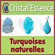 La Turquoise a la réputation de protéger des perturbations énergétiques telluriques et est donc utile en protection lors des voyages. La pierre turquoise naturelle permet de s’apaiser et de calmer toute forme de colère. Elle permet également d’accroître l’empathie. La turquoise va développer l’épanouissement personnel et peut être utilisée au niveau du chakra de la gorge pour obtenir le lâcher-prise, et ainsi favoriser l’expression avec autrui au travers de la communication et de l’écoute. Les lithothérapeutes utilisent la turquoise au niveau du chakra du 3e œil afin de développer les intuitions ou renforcer chaque méditation. Sur le chakra du cœur, la turquoise renforce l’amitié, apaise les colères et stimule de règle générale l’amour et l’amitié.