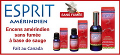 Encens liquide de tradition am&eacute;rindienne : Esprit Am&eacute;rindien - Dans la tradition am&eacute;rindienne, diff&eacute;rentes plantes sacr&eacute;es sont utilis&eacute;es &agrave; titre d'encens pour attirer les &eacute;nergies b&eacute;n&eacute;fiques et purifier l'environnement.,,Ces plantes sont br&ucirc;l&eacute;es dans une coquille d&rsquo;ormeau et la fum&eacute;e est offerte aux quatre points cardinaux avec une pri&egrave;re de remerciement. ESPRIT AMERINDIEN a &eacute;t&eacute; d&eacute;velopp&eacute; afin de profiter des effets b&eacute;n&eacute;fiques de ces plantes sacr&eacute;es sans subir les d&eacute;sagr&eacute;ments caus&eacute;s par la fum&eacute;e et pour respecter les nouvelles r&egrave;gles des lieux publics sans fum&eacute;e tels qu&rsquo;h&ocirc;pitaux, &eacute;coles, bureaux, etc. Sa base d'alcool de ma&iuml;s biologique sert de "transporteur rapide". Tout comme la fum&eacute;e, l'alcool, en s'&eacute;vaporant, diffuse les propri&eacute;t&eacute;s olfactives et vibratoires des plantes utilis&eacute;es.
