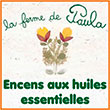 Encens aux pures huiles essentielles certifiées bio Aromathérapie - Encens naturels bio ayurvédiques - La Ferme de Paula, spécialiste en aromathérapie ayurvédique présente sa gamme très pure d’encens aux pures huiles essentielles certifiées bio Auroshikha/Ashram sri Aurobindo (Pondicherry) - Encens garanti sans colorant et sans nano particules. 