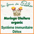 Moringa Oleifera organic,arbre de vie, 100 gellules végétales Moringa, arbre de vie,"Nébédaye","never die",Ayurveda, tous les éléments nutritifs utiles a la vie. Les feuilles du moringa sont en outre une excellente source de protéines et de glucides, en présentant un faible taux de lipides (graisses). 100 grammes de poudre de moringa apportent autant de protéines qu’un œuf, et plus de fer qu’un steak ! Le moringa a déjà été utilisé par les programmes de lutte contre la malnutrition des enfants dans les pays en développement. Il suffit en effet de 30 grammes de poudre de moringa pour assurer les besoins quotidiens d’un enfant en vitamine A, 80% de ses besoins quotidiens en calcium, 60% de ses besoins en fer, et près de 40% de ses besoins en protéines.