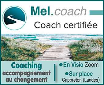 Coaching changement de vie/reconversion professionnelle Capbreton (40)/Visio (Zoom) - Coach de vie certifiée en gestion du stress/du burn out (Landes/Nouvelle-Aquitaine) | Mel.coach - Mélanie Eledjam, coach certifiée spécialisée en accompagnement au changement, propose sur Capbreton (40) ou en Visio (Zoom) des séances de coaching personnalisées - Cette coach de vie certifiée, Master Coach ICI/ICF (Landes/Nouvelle-Aquitaine) et formée en intelligence émotionnelle, intervient sur des thématiques telles que : gestion du stress, accompagnement post burn out, reconversion professionnelle, équilibre professionnel/personnel (travail/vie privée), organisation ou gestion du temps.







