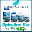 Spiruline Bio - Micro-algue très riche en nutriments, idéale pour les enfants, femmes enceintes, végétariens, sportifs et convalescents. Elle aide à réduire la sensation de faim, permet d'entretenir l'énergie et le tonus et favorise la résistance de l'organisme. Lors de périodes de régime restrictif, d'alimentation insuffisante ou déséquilibrée, l’apport calorique est diminué mais les nutriments le sont également. La spiruline permet un apport exceptionnel enprotéines, et sa richesse en nutriments permet de pallier à des carences tout en optimisant les effets d'un régime. Les protéines sont les briques pour régénérer et construire l'organisme mais ne participent pas aux réserves énergiques comme les graisses et sucres. De même durant certaines périodes de vie, le corps a besoin d'un "plus" au niveau nutritionnel. La spiruline est particulièrement recommandée dans le cadre : D’un régime minceur visant à une réduction du poids D’un régime alimentaire végétarien ou végétalien, De la période post-grossesse, durant l' l’allaitement, Des périodes de croissance D’une activité sportive intense D’une activité intellectuelle soutenue, pour les étudiants notamment D’anorexie D’un manque de vitalité Pour des personnes âgées se nourrissant mal