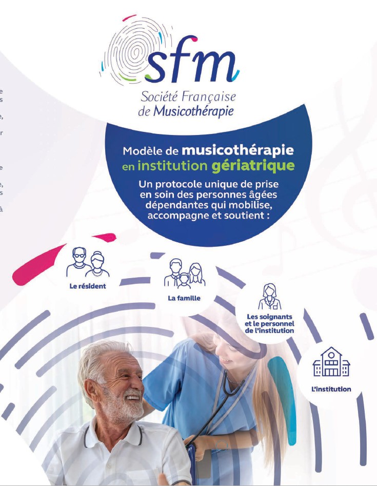 Centre de ressources/recherche expert en musicoth&eacute;rapie - Documentation musicoth&eacute;rapeutique sp&eacute;cialis&eacute;e (cas clinique, psychopathologie, psychologie) | Francemusicotherapie.fr - La Soci&eacute;t&eacute; Fran&ccedil;aise de Musicoth&eacute;rapie, centre de ressources, d&rsquo;expertise et de recherche r&eacute;f&eacute;rent en musicoth&eacute;rapie est reconnu pour f&eacute;d&eacute;rer des comp&eacute;tences et informations sp&eacute;cialis&eacute;es/professionnelles dans le domaine de la sant&eacute;, et plus particuli&egrave;rement de la musicoth&eacute;rapie et du soin psychosonore - En tant qu&rsquo;expert en musicoth&eacute;rapie, la SFM d&eacute;veloppe des outils de suivi et d&rsquo;&eacute;valuation th&eacute;rapeutiques (bilan psychomusical, &eacute;valuation des capacit&eacute;s de communication, r&eacute;ceptivit&eacute; &agrave; la musique, &eacute;valuation des capacit&eacute;s cognitives et intellectuelles), offre un soutien aux professionnels de sant&eacute; dans leur pratique clinique (offres d&rsquo;emploi, pr&eacute;sentation de cas cliniques, relation patient-th&eacute;rapeute) aupr&egrave;s de diff&eacute;rentes populations (g&eacute;riatrie, handicap, autisme, trisomie, polyhandicap, psychiatrie, p&eacute;dopsychiatrie, pathologies sociales, grossesse, p&eacute;rinatalit&eacute;), et favorise la recherche clinique (protocole de soin et de prise en charge musicoth&eacute;rapeutique).
