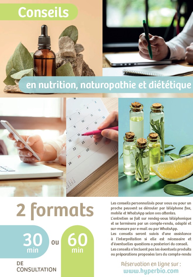 Conseils consultations en naturopathie Le conseil d'un Bio-Naturo Conseiller en nutrition et naturopathie est une forme de m&eacute;decine douce pr&eacute;ventive qui aide &agrave; am&eacute;liorer son hygi&egrave;ne de vie et ses habitudes alimentaires par des m&eacute;thodes naturelles holistiques. Accompagn&eacute; par un professionnel en hygi&egrave;ne de vie, di&eacute;t&eacute;tique, phytoth&eacute;rapie, nutrition et naturopathie exp&eacute;riment&eacute;. Ce savoir-faire transmis par un naturopathe nous permet de tr&egrave;s profonds changements dont les effets sont larges sur les plans physique, psychique et &eacute;nerg&eacute;tique. Les r&eacute;sultats sont variables selon notre volont&eacute; de r&eacute;forme et nos aptitudes aux changements. Accompagner dans l'&eacute;coute et les solutions de corrections progressives et personnalis&eacute;es.  La confidence du conseil personnalis&eacute; permet de mettre en lumi&egrave;res les forces permettant &agrave; chacun d'entre nous de gommer progressivement les d&eacute;sordres, erreurs de mode de vie, apaiser, des peurs fond&eacute;es ou non, les maladresses alimentaires, rompre &agrave; certaines addictions, am&eacute;liorer le sommeil, redonner focus &agrave; l'hygi&egrave;ne vitale, ...