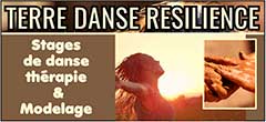 Stages de danse-thérapie/Stages de modelage terre/argile - Séjours danse intuitive/art-thérapie (sculpture) - Terre Danse Résilience, spécialiste en danse-thérapie/danse intuitive et en modelage terre/art-thérapie par la sculpture, propose des stages développement personnel/danse-thérapie ainsi que des stages de modelage terre (sculpture argile) et des séjours de danse libre/danse intuitive pour lâcher prise et se reconnecter à soi - Stages de danse-thérapie été 2025