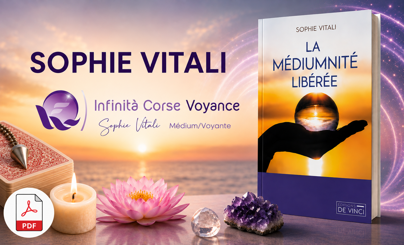 Sophie Vital - Livre La m&eacute;diumnit&eacute; lib&eacute;r&eacute;e: Le t&eacute;moignage d'une m&eacute;dium et ses conseils pour d&eacute;velopper vos capacit&eacute;s,de Sophie Vitali (Auteur) - Le t&eacute;moignage d'une m&eacute;dium et ses conseils pour d&eacute;velopper vos capacit&eacute;s,&Agrave; l&rsquo;aube de ses quarante ans, Sophie m&eacute;dium aux capacit&eacute;s r&eacute;v&eacute;l&eacute;es d&egrave;s l&rsquo;enfance, accepte sa mission de vie apr&egrave;s une d&eacute;couverte qui va changer le cours de son existence. Lib&eacute;r&eacute;e de son pass&eacute;, elle &oelig;uvre d&eacute;sormais &agrave; l&rsquo;&eacute;veil des consciences avec une r&eacute;v&eacute;lation essentielle : nous sommes tous m&eacute;diums et poss&eacute;dons des capacit&eacute;s qui ne demandent qu&rsquo;&agrave; &ecirc;tre activ&eacute;es. Dans ce livre, la c&eacute;l&egrave;bre m&eacute;dium raconte son parcours terrestre et spirituel. Faisant table rase des croyances archa&iuml;ques selon lesquelles la m&eacute;diumnit&eacute; serait r&eacute;serv&eacute;e &agrave; quelques &eacute;lus, elle explique au contraire comment faire confiance &agrave; son libre arbitre pour d&eacute;velopper ses capacit&eacute;s extra-sensorielles. Elle nous aide &agrave; reconna&icirc;tre nos guides, comprendre nos contrats d&rsquo;&acirc;mes et nos liens karmiques pour vivre en toute libert&eacute; notre m&eacute;diumnit&eacute;. Loin des clich&eacute;s, ce t&eacute;moignage d&eacute;voile les diff&eacute;rentes m&eacute;thodes pour lib&eacute;rer son plein potentiel et acc&eacute;der &agrave; son &Ecirc;tre illimit&eacute;. Un message fort qui nous invite &agrave; suivre notre intuition